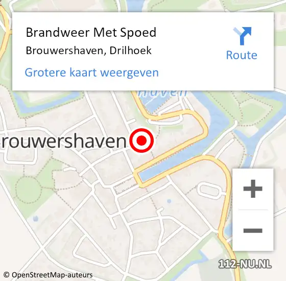 Locatie op kaart van de 112 melding: Brandweer Met Spoed Naar Brouwershaven, Drilhoek op 2 januari 2019 21:34