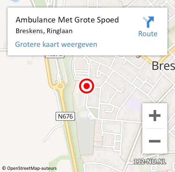 Locatie op kaart van de 112 melding: Ambulance Met Grote Spoed Naar Breskens, Ringlaan op 2 januari 2019 21:35