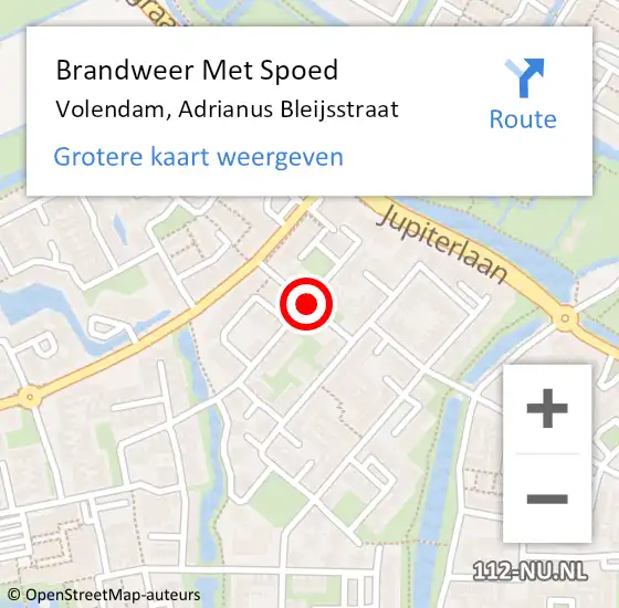 Locatie op kaart van de 112 melding: Brandweer Met Spoed Naar Volendam, Adrianus Bleijsstraat op 2 januari 2019 22:30