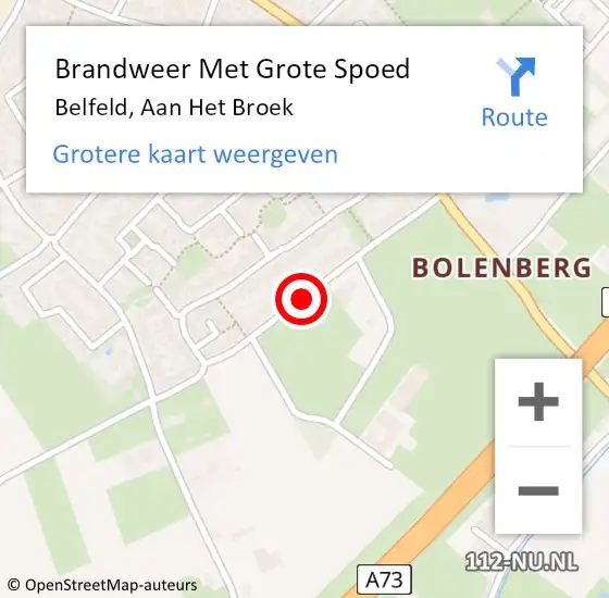 Locatie op kaart van de 112 melding: Brandweer Met Grote Spoed Naar Belfeld, Aan Het Broek op 2 januari 2019 23:06