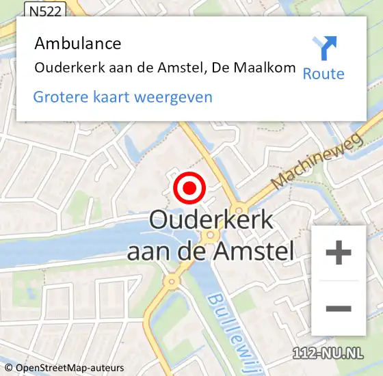 Locatie op kaart van de 112 melding: Ambulance Ouderkerk aan de Amstel, De Maalkom op 3 januari 2019 00:47