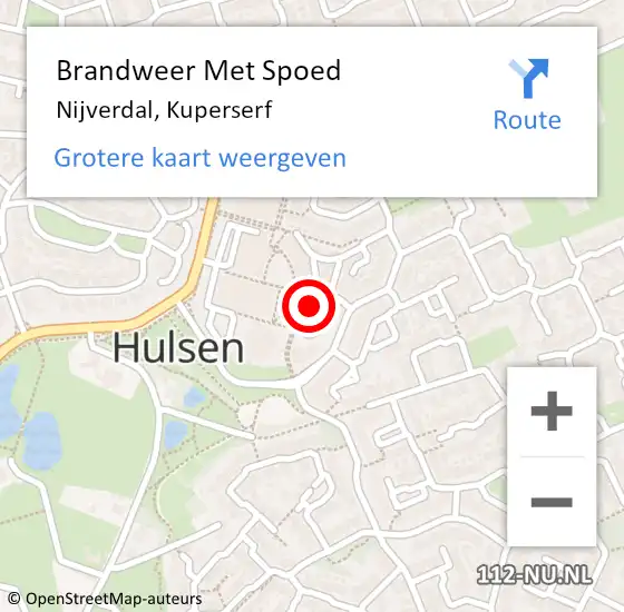 Locatie op kaart van de 112 melding: Brandweer Met Spoed Naar Nijverdal, Kuperserf op 3 januari 2019 00:52