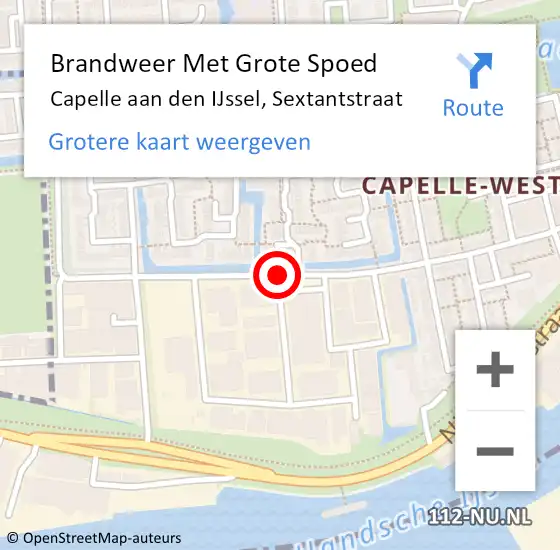 Locatie op kaart van de 112 melding: Brandweer Met Grote Spoed Naar Capelle aan den IJssel, Sextantstraat op 3 januari 2019 03:13