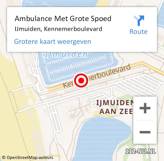 Locatie op kaart van de 112 melding: Ambulance Met Grote Spoed Naar IJmuiden, Kennemerboulevard op 3 januari 2019 03:30
