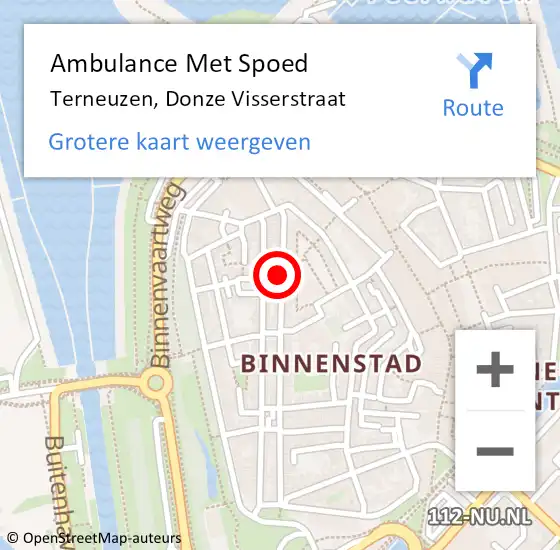 Locatie op kaart van de 112 melding: Ambulance Met Spoed Naar Terneuzen, Donze Visserstraat op 3 januari 2019 03:50