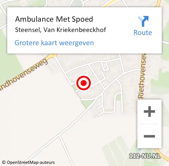 Locatie op kaart van de 112 melding: Ambulance Met Spoed Naar Steensel, Van Kriekenbeeckhof op 3 januari 2019 08:45