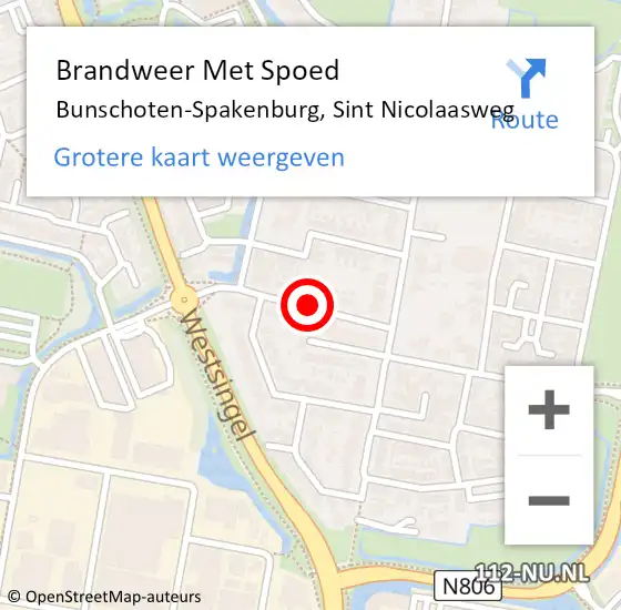 Locatie op kaart van de 112 melding: Brandweer Met Spoed Naar Bunschoten-Spakenburg, Sint Nicolaasweg op 3 januari 2019 11:44