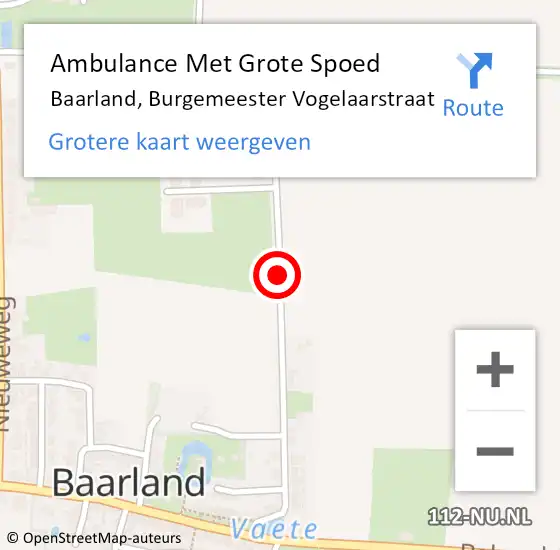 Locatie op kaart van de 112 melding: Ambulance Met Grote Spoed Naar Baarland, Burgemeester Vogelaarstraat op 3 januari 2019 12:05