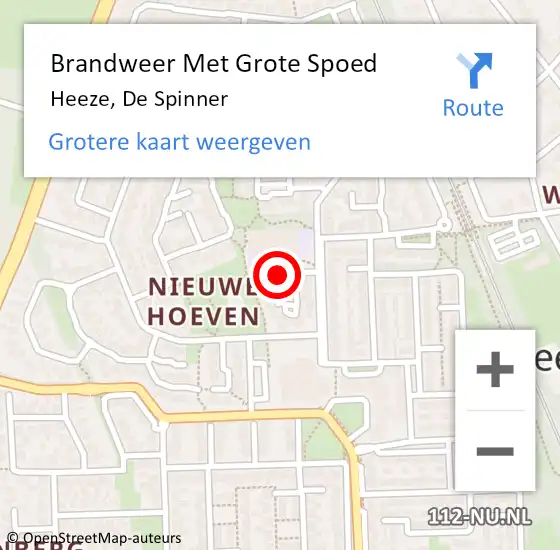 Locatie op kaart van de 112 melding: Brandweer Met Grote Spoed Naar Heeze, De Spinner op 3 januari 2019 12:16