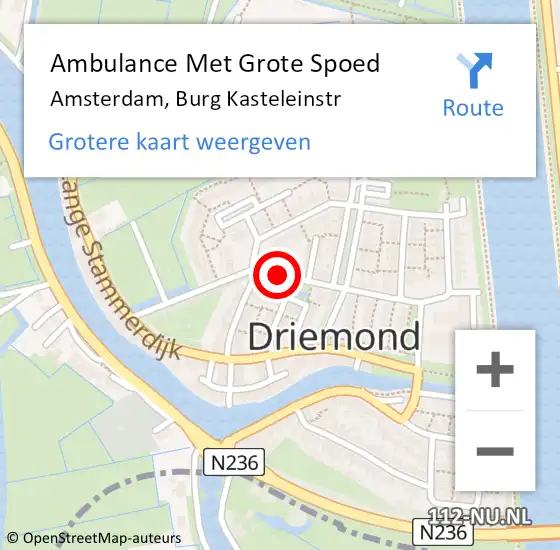 Locatie op kaart van de 112 melding: Ambulance Met Grote Spoed Naar Amsterdam, Burg Kasteleinstr op 3 januari 2019 12:39