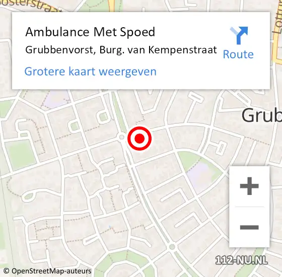 Locatie op kaart van de 112 melding: Ambulance Met Spoed Naar Grubbenvorst, Burg. van Kempenstraat op 19 maart 2014 15:25