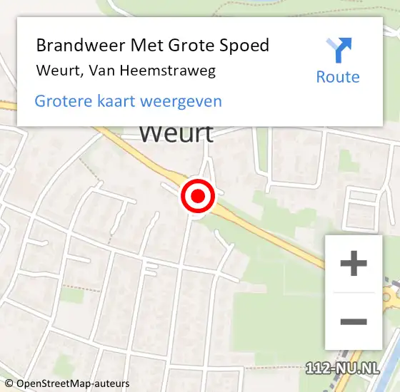 Locatie op kaart van de 112 melding: Brandweer Met Grote Spoed Naar Weurt, Van Heemstraweg op 3 januari 2019 14:06