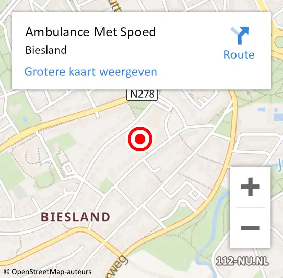 Locatie op kaart van de 112 melding: Ambulance Met Spoed Naar Biesland op 3 januari 2019 15:59