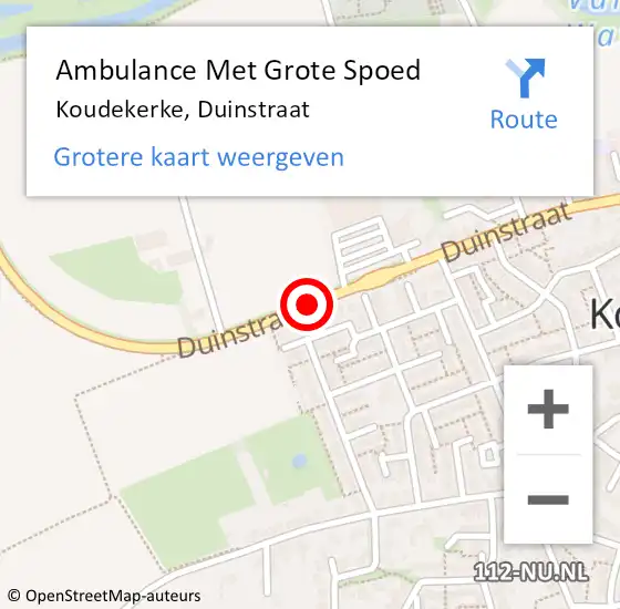 Locatie op kaart van de 112 melding: Ambulance Met Grote Spoed Naar Koudekerke, Duinstraat op 3 januari 2019 16:28