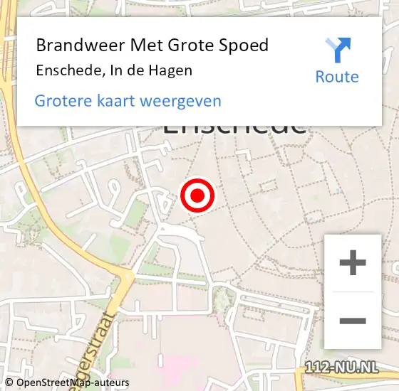 Locatie op kaart van de 112 melding: Brandweer Met Grote Spoed Naar Enschede, In de Hagen op 3 januari 2019 16:52