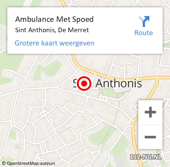 Locatie op kaart van de 112 melding: Ambulance Met Spoed Naar Sint Anthonis, De Merret op 3 januari 2019 17:49