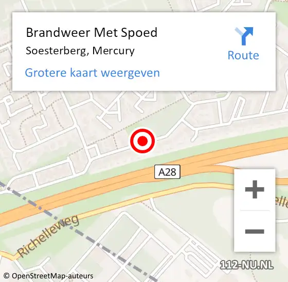 Locatie op kaart van de 112 melding: Brandweer Met Spoed Naar Soesterberg, Mercury op 3 januari 2019 18:28