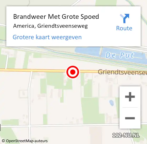 Locatie op kaart van de 112 melding: Brandweer Met Grote Spoed Naar America, Griendtsveenseweg op 3 januari 2019 18:37