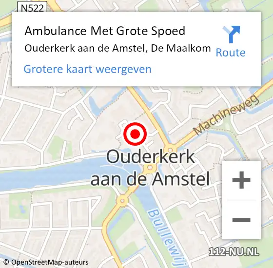 Locatie op kaart van de 112 melding: Ambulance Met Grote Spoed Naar Ouderkerk aan de Amstel, De Maalkom op 3 januari 2019 21:11