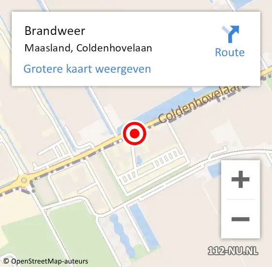 Locatie op kaart van de 112 melding: Brandweer Maasland, Coldenhovelaan op 25 september 2013 23:20