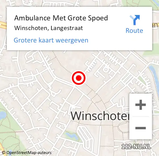 Locatie op kaart van de 112 melding: Ambulance Met Grote Spoed Naar Winschoten, Langestraat op 3 januari 2019 22:02