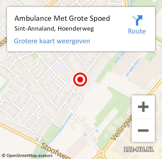 Locatie op kaart van de 112 melding: Ambulance Met Grote Spoed Naar Sint-Annaland, Hoenderweg op 4 januari 2019 00:17