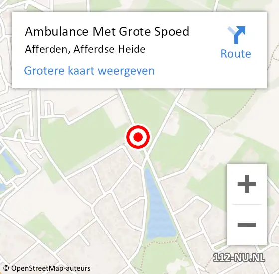 Locatie op kaart van de 112 melding: Ambulance Met Grote Spoed Naar Afferden, Afferdse Heide op 4 januari 2019 00:21