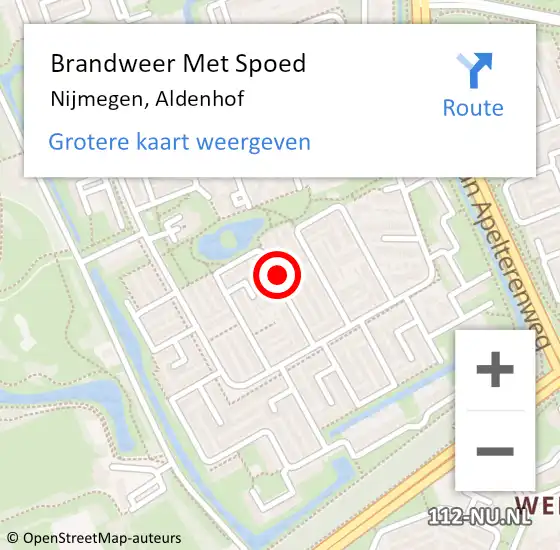 Locatie op kaart van de 112 melding: Brandweer Met Spoed Naar Nijmegen, Aldenhof op 4 januari 2019 00:36