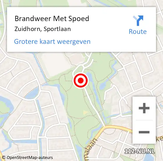 Locatie op kaart van de 112 melding: Brandweer Met Spoed Naar Zuidhorn, Sportlaan op 4 januari 2019 02:40