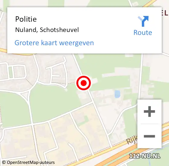 Locatie op kaart van de 112 melding: Politie Nuland, Schotsheuvel op 19 maart 2014 16:21