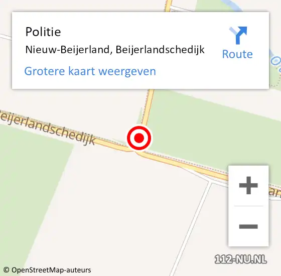 Locatie op kaart van de 112 melding: Politie Nieuw-Beijerland, Beijerlandschedijk op 4 januari 2019 05:22