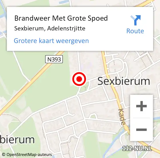 Locatie op kaart van de 112 melding: Brandweer Met Grote Spoed Naar Sexbierum, Adelenstrjitte op 4 januari 2019 06:24