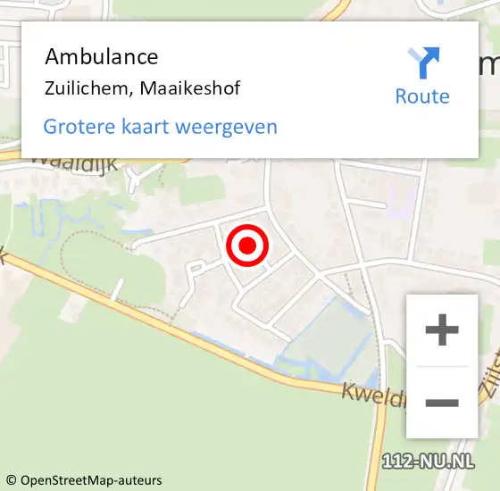 Locatie op kaart van de 112 melding: Ambulance Zuilichem, Maaikeshof op 4 januari 2019 07:41