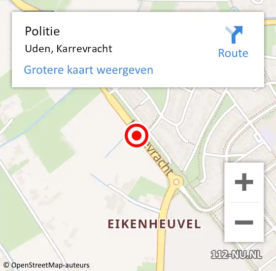 Locatie op kaart van de 112 melding: Politie Uden, Karrevracht op 4 januari 2019 07:50