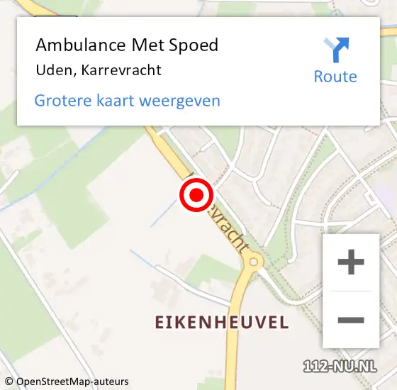 Locatie op kaart van de 112 melding: Ambulance Met Spoed Naar Uden, Karrevracht op 4 januari 2019 07:51