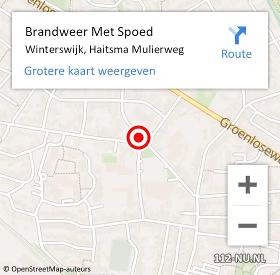 Locatie op kaart van de 112 melding: Brandweer Met Spoed Naar Winterswijk, Haitsma Mulierweg op 4 januari 2019 08:30
