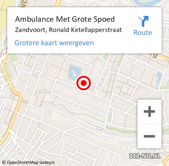 Locatie op kaart van de 112 melding: Ambulance Met Grote Spoed Naar Zandvoort, Ronald Ketellapperstraat op 4 januari 2019 09:36