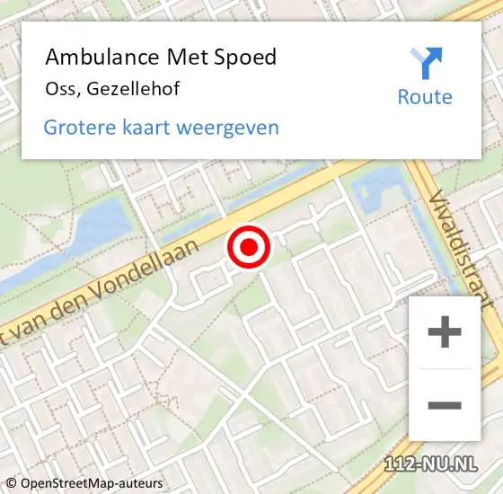 Locatie op kaart van de 112 melding: Ambulance Met Spoed Naar Oss, Gezellehof op 4 januari 2019 11:13