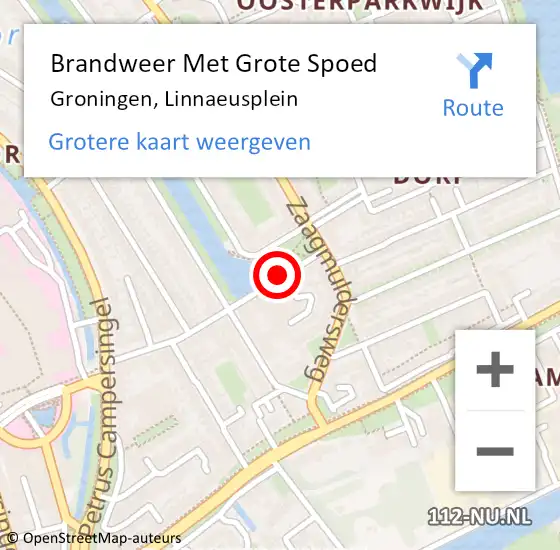 Locatie op kaart van de 112 melding: Brandweer Met Grote Spoed Naar Groningen, Linnaeusplein op 4 januari 2019 11:14