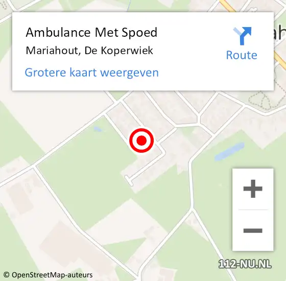 Locatie op kaart van de 112 melding: Ambulance Met Spoed Naar Mariahout, De Koperwiek op 4 januari 2019 12:49