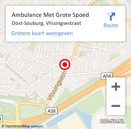 Locatie op kaart van de 112 melding: Ambulance Met Grote Spoed Naar Oost-Souburg, Vlissingsestraat op 4 januari 2019 13:06