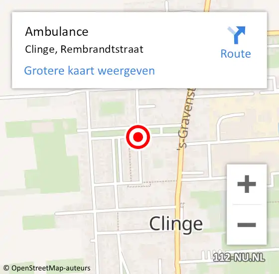 Locatie op kaart van de 112 melding: Ambulance Clinge, Rembrandtstraat op 4 januari 2019 13:26