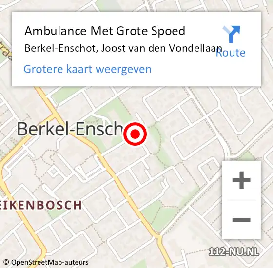 Locatie op kaart van de 112 melding: Ambulance Met Grote Spoed Naar Berkel-Enschot, Joost Van Den Vondellaan op 4 januari 2019 14:07