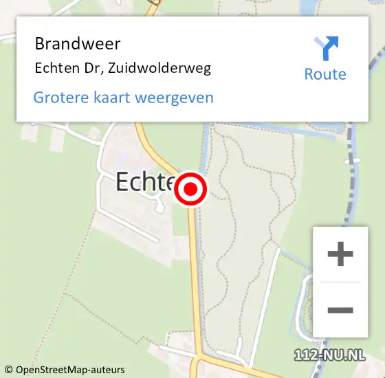 Locatie op kaart van de 112 melding: Brandweer Echten Dr, Zuidwolderweg op 4 januari 2019 15:33