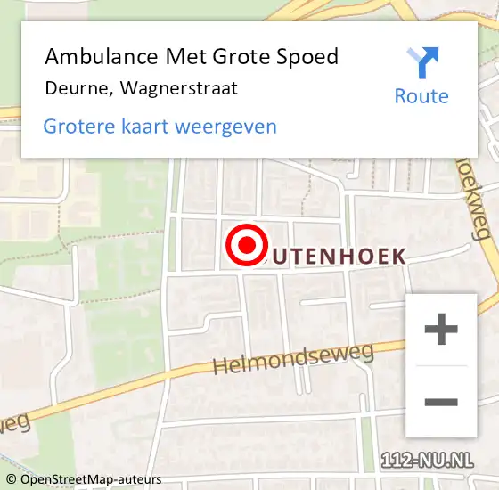 Locatie op kaart van de 112 melding: Ambulance Met Grote Spoed Naar Deurne, Wagnerstraat op 4 januari 2019 16:02