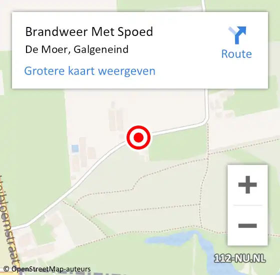 Locatie op kaart van de 112 melding: Brandweer Met Spoed Naar De Moer, Galgeneind op 4 januari 2019 16:11