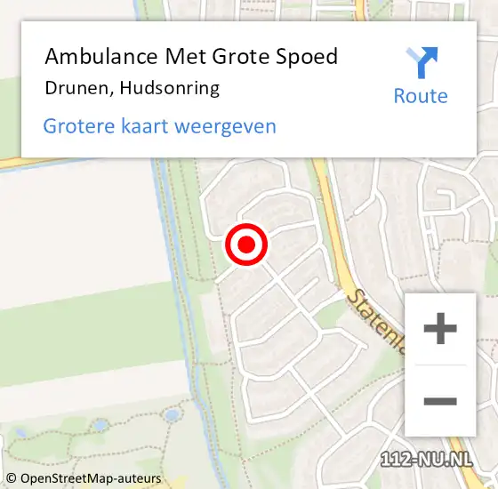 Locatie op kaart van de 112 melding: Ambulance Met Grote Spoed Naar Drunen, Hudsonring op 4 januari 2019 17:14