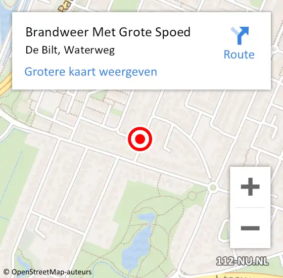 Locatie op kaart van de 112 melding: Brandweer Met Grote Spoed Naar De Bilt, Waterweg op 4 januari 2019 18:49