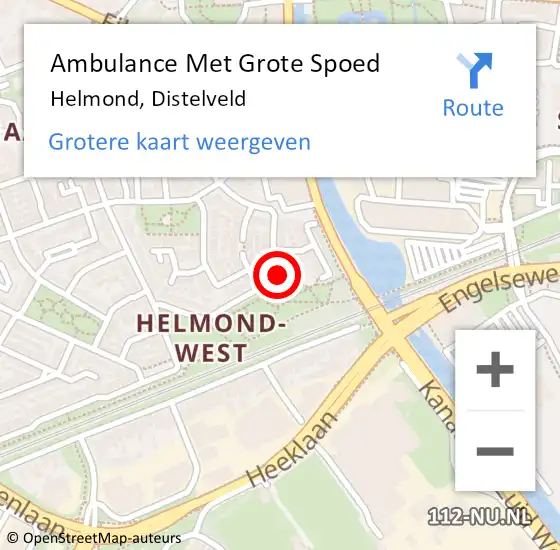 Locatie op kaart van de 112 melding: Ambulance Met Grote Spoed Naar Helmond, Distelveld op 4 januari 2019 19:09