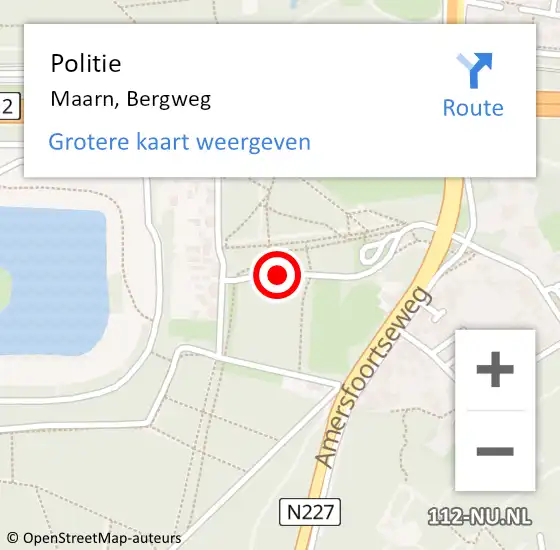 Locatie op kaart van de 112 melding: Politie Maarn, Bergweg op 4 januari 2019 20:11